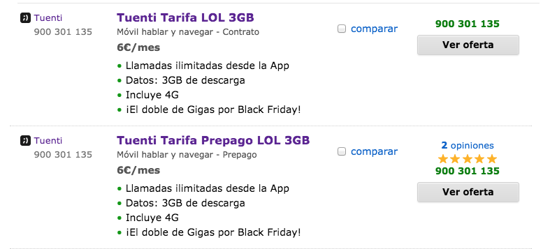 Ofertas Black Friday Tuenti 