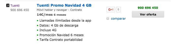 Oferta Tuenti Navidad 2016