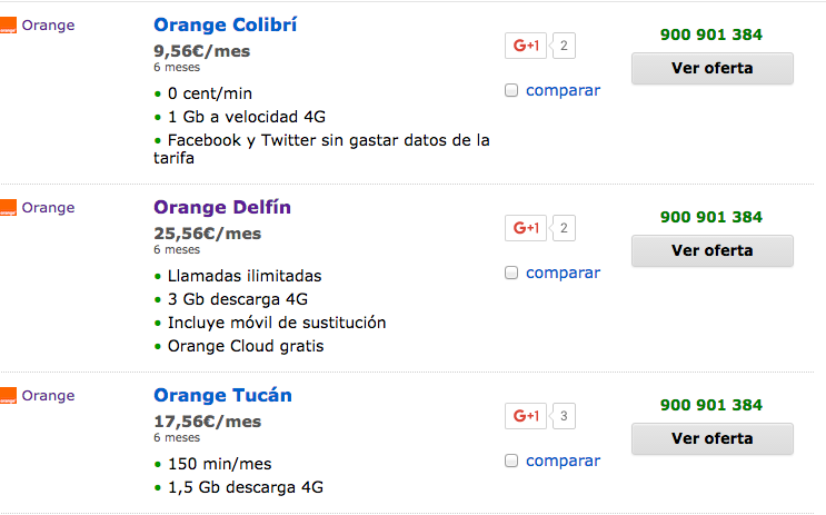 Precios tarifas móvil Orange